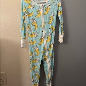 Little Sleepies Banana Print Kids Footie - Light Blue and Yellow